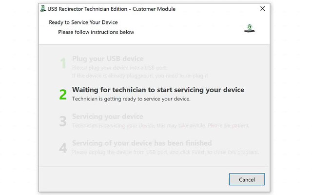 Remote FRP service using USB Redirector